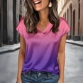 thumbnail image 2 of CONZONE Womens Summer T-Shirts Short Sleeve Satin T Shirts for Women Casual V Neck Gradient Color Lightweight Tees Soft Cozy Dailywear, 2 of 4