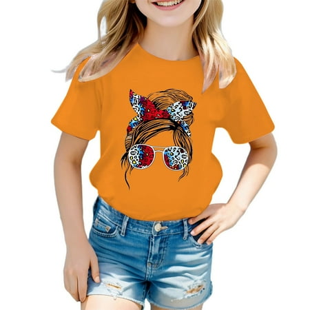 

ZMHEGW Kid Girls Cute Graphic Print Round Neck Short Sleeve Tee Summer Casual T Shirt Toddler Boys Girls T Shirts