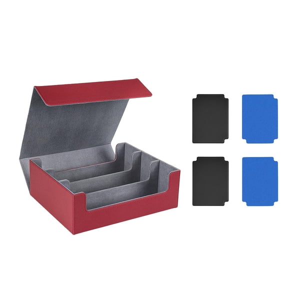 Caja de almacenamiento para tarjetas coleccionables con capacidad para 1800 tarjetas, caja de almacenamiento para accesorios, duradera Tarjetero gris rojo
