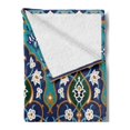 thumbnail image 2 of Moroccan Soft Flannel Fleece Throw Blanket, Ottoman Folkloric Art Inspired Abstract Aged Middle Age Renaissance Print, Cozy Plush for Indoor and Outdoor Use, 50" x 70", Navy Blue, by Ambesonne, 2 of 5