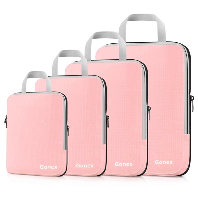 Cubos de embalaje de compresión Gonex, 4 unidades, bolsas de viaje, color rosa
