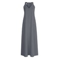 thumbnail image 6 of Taqqpue Women Halter Maxi Dress Sleeveless V Neck Plus Size Sundress Loose Fit Flowy Swing Solid Color Beach Long Dress for Women, 6 of 7