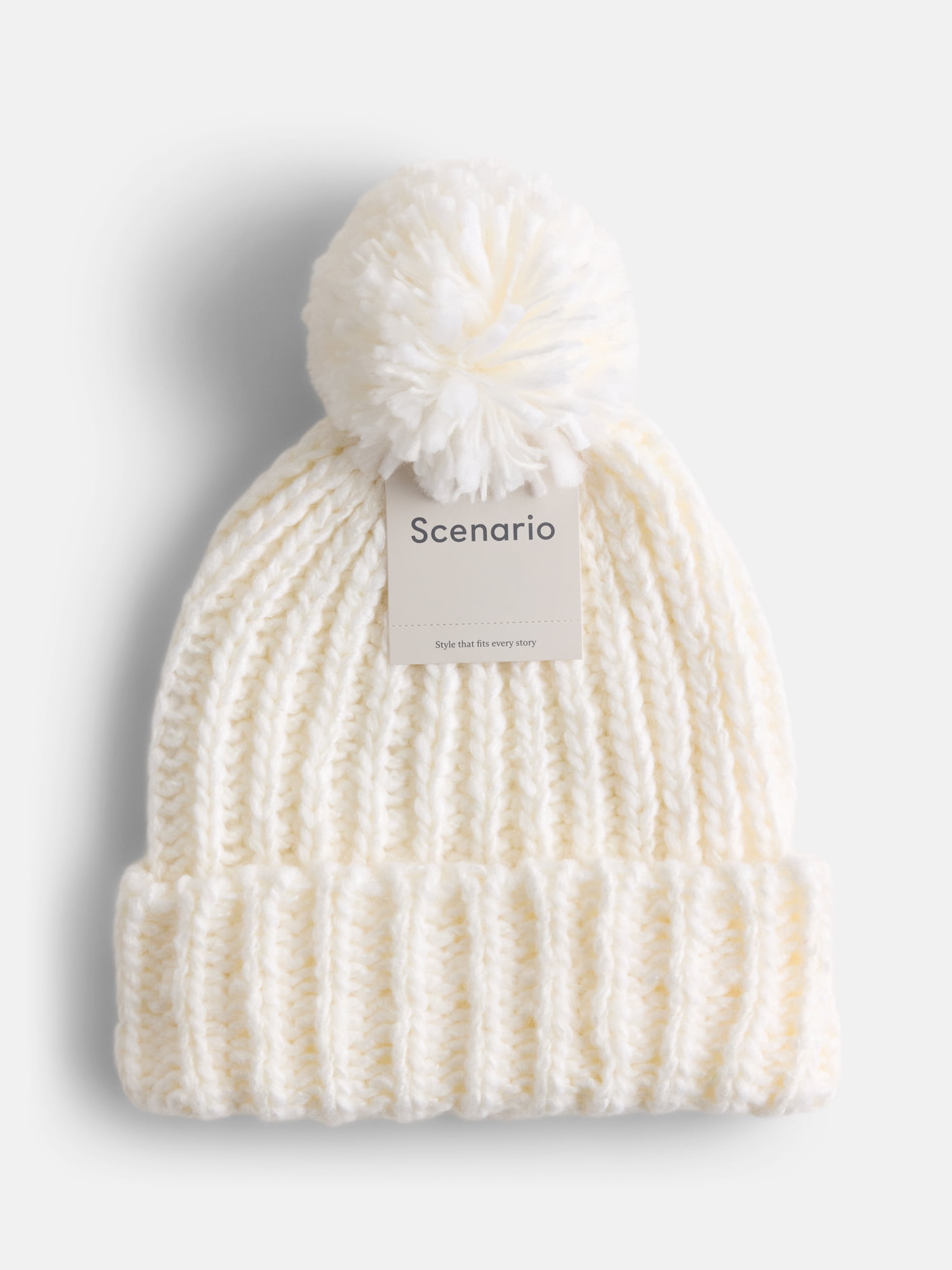 Scenario Women's Chunky Textured Beanie, One Size Fits Most, Winter White