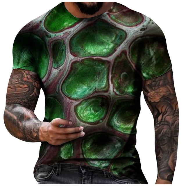Cameland T-Shirt à Manches Courtes pour Hommes, Mode Décontractée, Col Rond, Imprimé