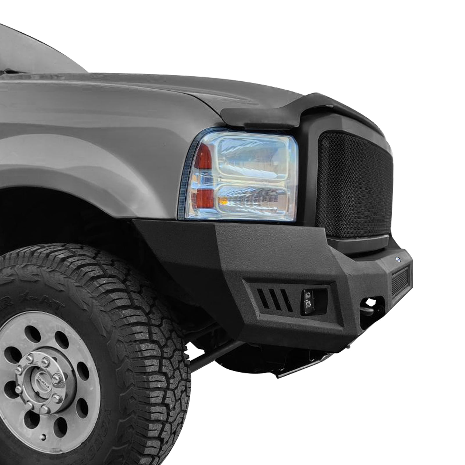 Hooke Road Fit Ford F-250 2005 2006 2007 Steel Front Bumper with Skid Plate & 120w LED Light Bar