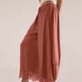 thumbnail image 6 of Dwellite Lace Trim Wide Leg Pants for Women 2026 Spring Summer Cropped Lightweight Casual Pants Red XL, 6 of 6