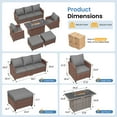 thumbnail image 4 of ELPOSUN Patio Furniture Set with Fire Pit Table, 6 Pieces Outdoor Patio Sofa Set with Fire Pit Table, Wicker Rattan Outdoor Conversation Set with Ottoman for Poolside, Backyard, Dark Gray, 4 of 11
