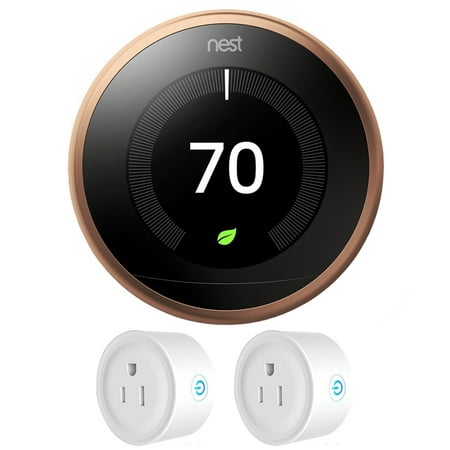 Nest T3021US Learning Thermostat 3rd Gen (Copperl) + Deco Gear 2 Pack Wifi Smart Plug