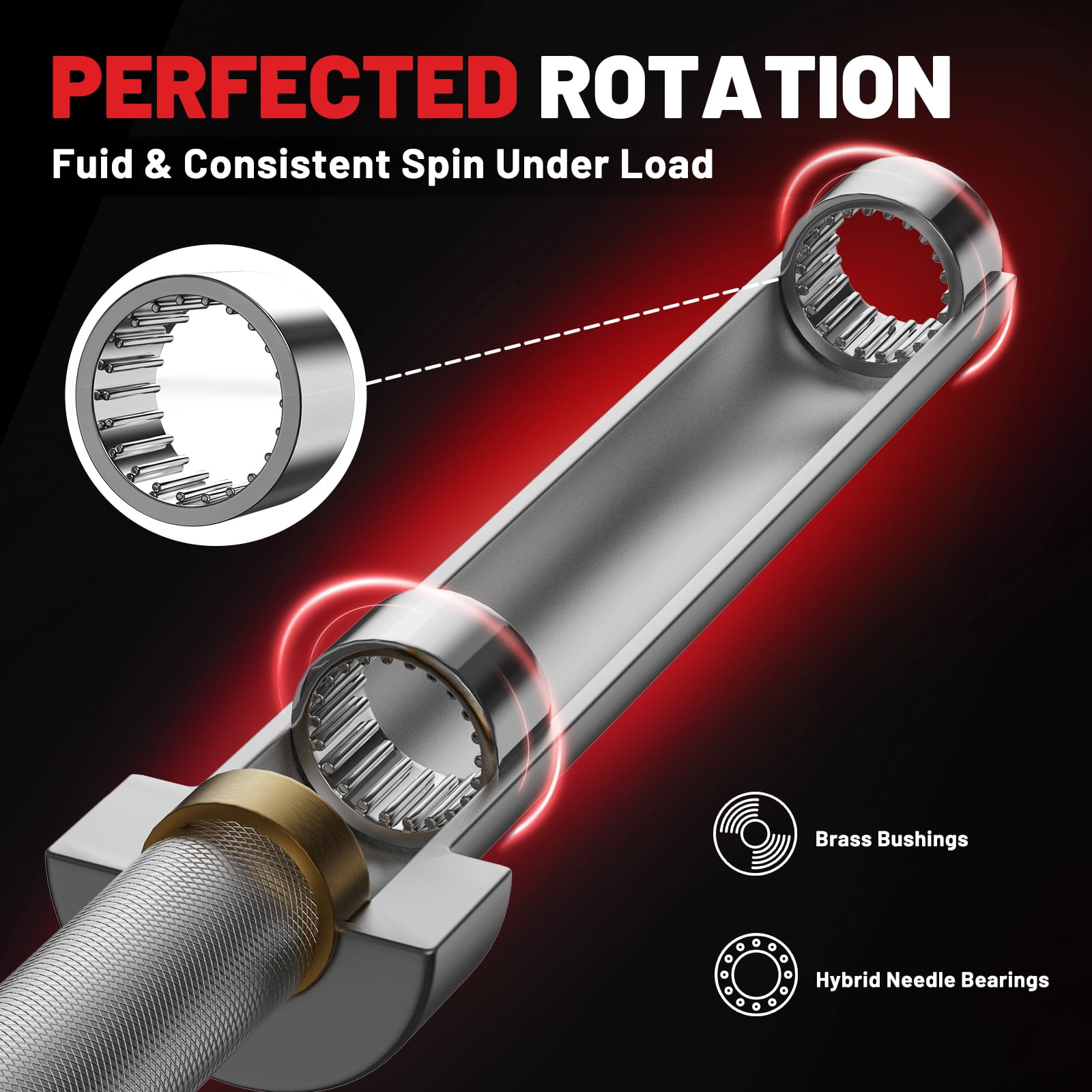 ROALW Olympic Barbell, 2-inch Weight Bar for Strength Training. 7ft Olympic Bar, 1000lb Plus Capacity, Chrome/Zinc Plating, knurled Grip for Bench Press Deadlift Squat, Silver