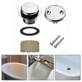 thumbnail image 3 of Chrome Tip Toe Bathtub Tub Drain Conversion Kit Assembly, Tub Drain Trim Kit With Two Hole Overflow Faceplate Accessories, 3 of 3
