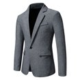 thumbnail image 4 of XMMSWDLA 2022 Clearance Men Tops Single Button Casual Business Solid Color Herringbone Suit Jacket, 4 of 8