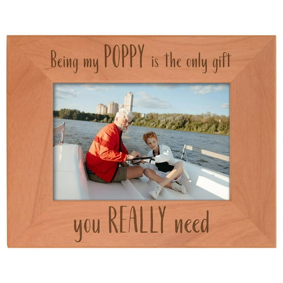 ThisWear Poppy Gifts For Grandpa Being My Poppy Is The Only Gift You Really Need Wood Laser Engraved Landscape 4x6 Picture Frame