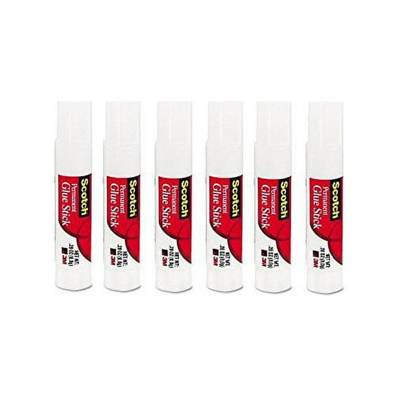 Scotch 3M Permanent Glue Sticks, Clear, Non-toxic, Acid-free, Each 0.28 oz, 6...