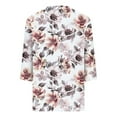 thumbnail image 5 of CYMMPU Spring Tops Blouses for Women Dressy Casual Fall Trendy Shirts V Neck 3/4 Sleeve Flower Pattern Loose Fit Business Elegant Work Tops T-Shirts Multicolor XXL, 5 of 5