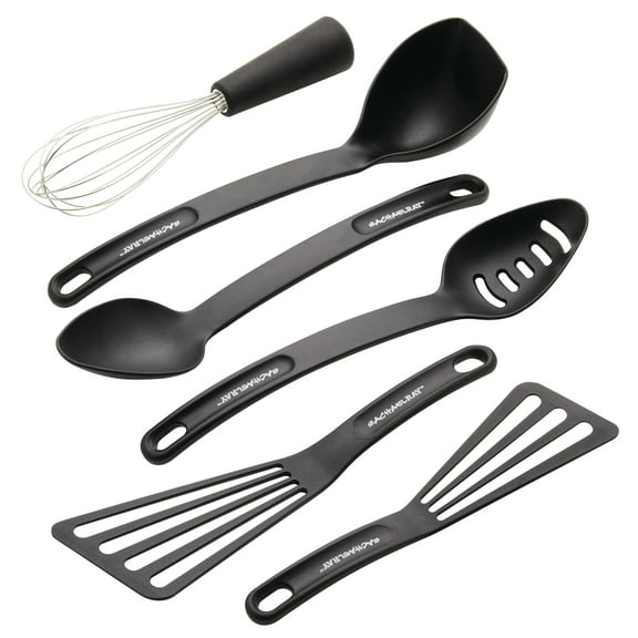 Rachael Ray Tools and Gadgets Kitchen Utensil Set, 6 Pieces, Nylon, Black