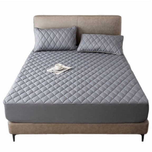 Waterproof Fitted Bed Sheets, Mattress Pads Soft Microfiber Breathable Bedspreads Cover Protector for 180x200cm Queen