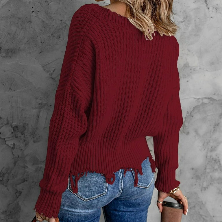 Women's Sweaters Casual Fashion 2022 Long Sleeved Knitting Solid Color  Sweater Top Fall Clothes