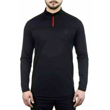 Spyder Active Men’s Performance ¼ Zip Winter Pullover  (Black, Medium)