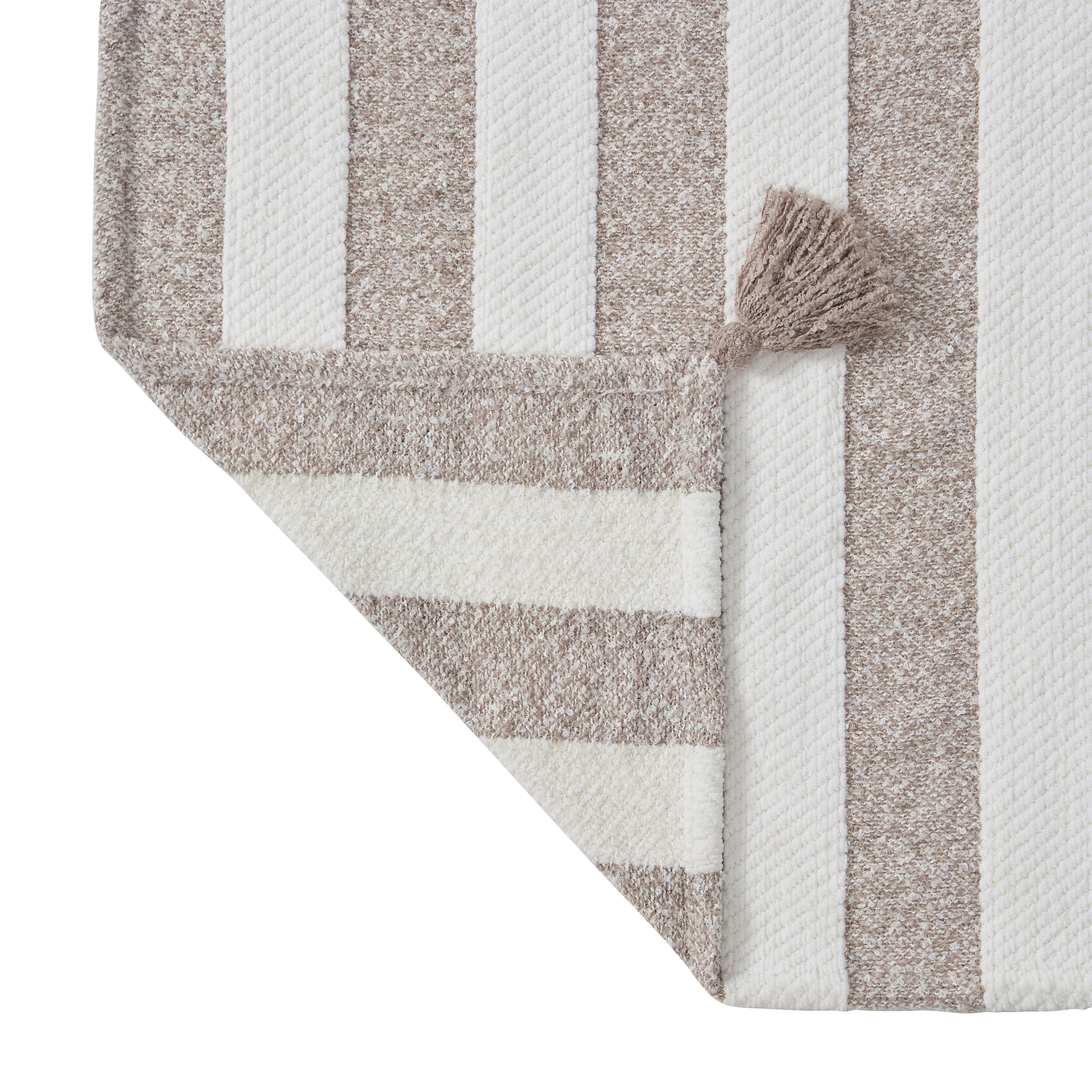 Beautiful Porcini Taupe Chenille Striped Throw by Drew Barrymore, 50" x 60"