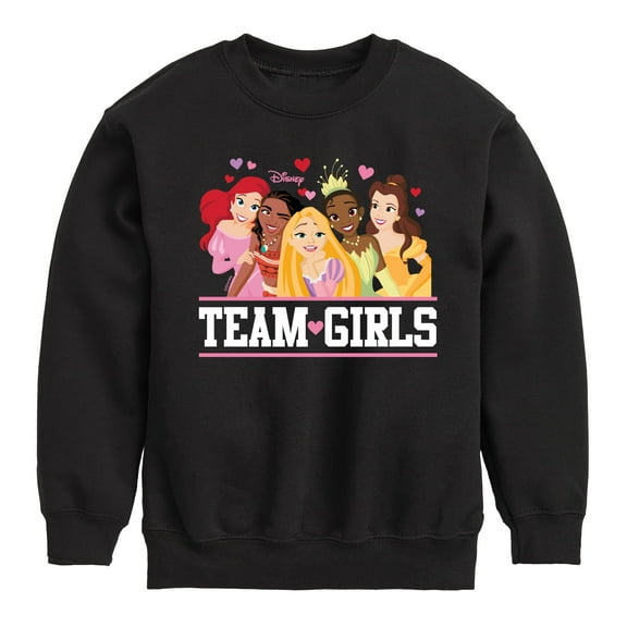Disney Princess - Team Girls - Valentine's Day - Boys and Girls Youth Crewneck Fleece Sweatshirt