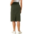 thumbnail image 5 of Unique Bargains Jupe en Denim pour Femme à Taille Haute, Ourlet Brut, Longueur Genou, Vert Armée, TG, 5 of 5