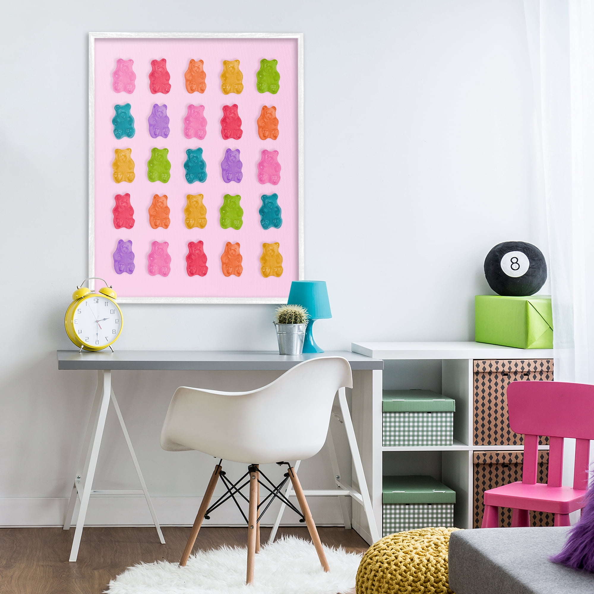 Stupell Industries Pastel Gummies on Pink White Framed Giclee Art, design by LISH Creative
