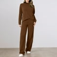 thumbnail image 2 of Women's Trousers Suit Comfortable And Stylish Knit Top With Wide Leg Pants For Everyday Wear In Autumn And Winter lounge sets, 2 of 6