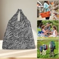 thumbnail image 5 of Unique Bargains 1 Set Travel Recycle Shopping Bag Lightweight Shoulder Bag Nylon Shopping Bag Black White, 5 of 6