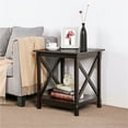 thumbnail image 2 of Yaheetech 2 Tiers X-Design Wood End Table Storage Display End Table Sofa Side Coffee Table, Espresso, 2 of 7