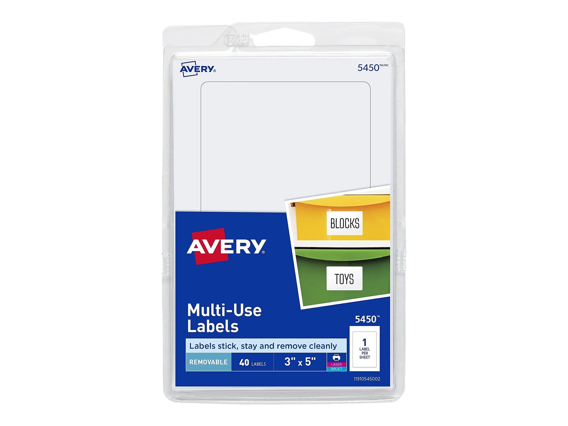 Avery Laser/Inkjet Multipurpose Labels 3" x 5" White 1 Label/Sheet 05450