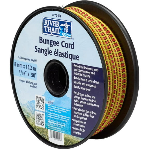 8mm x 50' Bungee Cord - on Plastic Spool