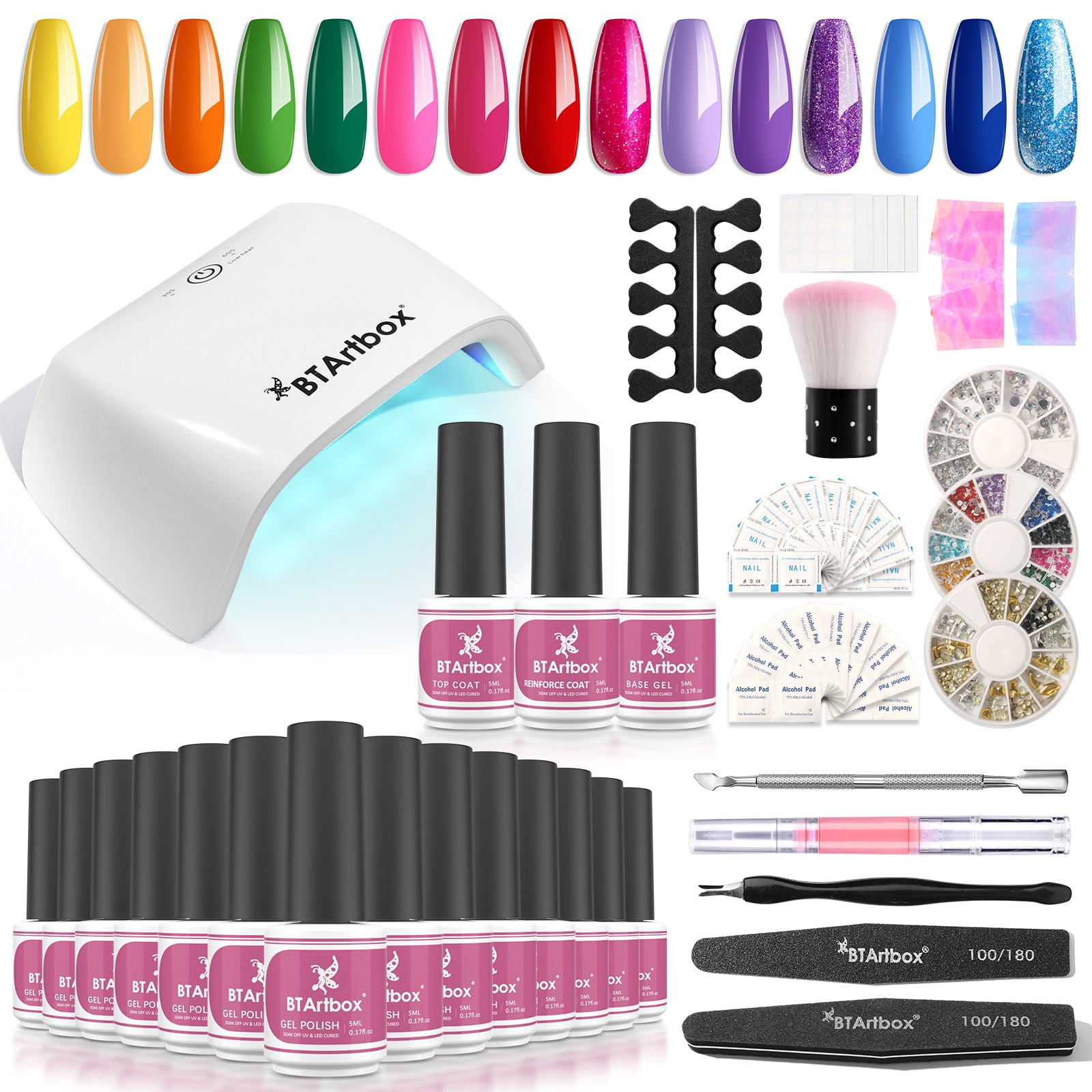 Gel Nail Polish Kit With Light BTArtbox 15 Colors Gel Polish Set Base
