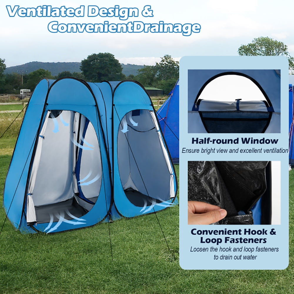 Aimee Lii Oversized Pop Up Shower Tent with Window Floor and Storage Pocket, Easy Set Up Shower Privacy Shelter, Blue