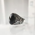 thumbnail image 3 of Black Onyx Mans Ring, Natural Black Onyx, December Birthstone, Eagle Jewelry, 925 Silver Ring, Birthday Gift, Heavy Mens Ring, Arabic Design, Ottoman Style Ring, Christmas, Turkey Mens Signet Ring, 3 of 8