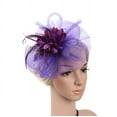 thumbnail image 2 of Baqcunre Caps for Women,Mesh Hat with Feathers And Ribbons - Fashion Wedding Fascinator for Women Purple, 2 of 2