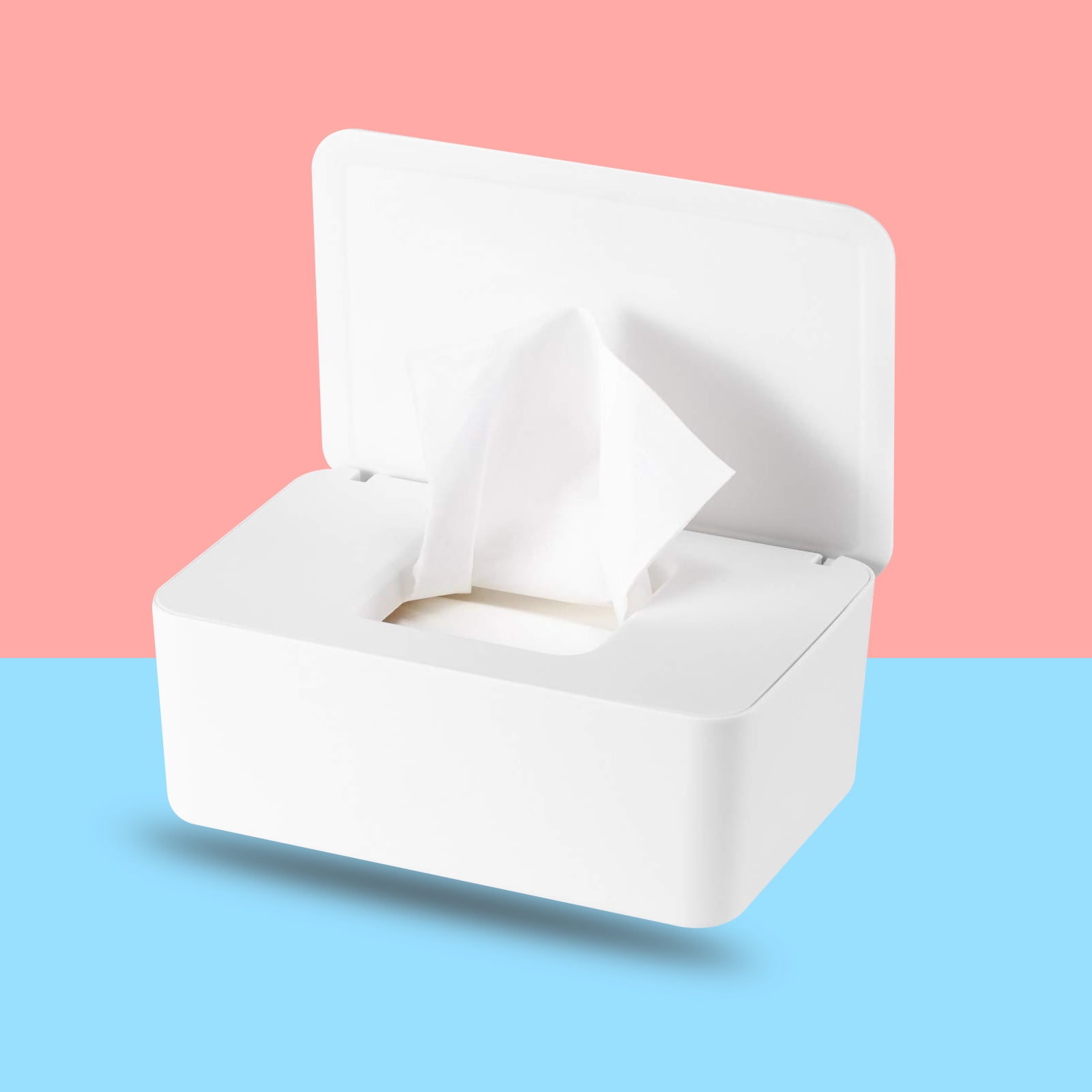 Wet Wipes Storage Box, Baby Wipes Dispenser Holder, Reusable Bathroom Wipe Container Dustproof Tissue Box Case with Lid for Home Office - White