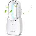 thumbnail image 1 of Desk Fan, 11.8 Inch Bladeless Fan Small Table Fan Air Cooler, Portable Rechargeable Breeze Quiet Fan with Touch Control 5-Colors Decorative LED Light for Office Bedroom（White）, 1 of 9