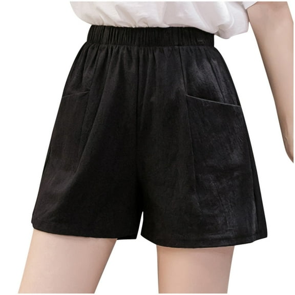 Shorts Womens Clearance Women's High Waist Linen Loose Casual thin Wide Leg Linen Shorts