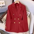 thumbnail image 6 of Cmfcve Women's Double Breasted Blazer Jacket Lapel Collar Long Sleeve Oversized Dressy Casual Suit Coat, 6 of 7