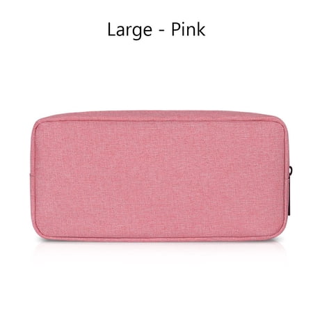 Large Capacity USB Cable Earphone Organizer Travel Storage Bag Makeup Cover Gadget Devices Pouch Digital Accessories PINK 23 X 11CM