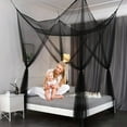 thumbnail image 5 of TSV Mesh Mosquito Net, Full Queen King Size Bed Canopy, Four Opening Bed Curtains, Black, 5 of 6