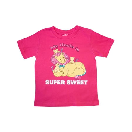 

Inktastic My Uncle Is Super Sweet Cotton Candy Lions with Pink Mane Gift Toddler Boy or Toddler Girl T-Shirt