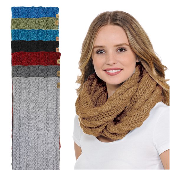 BASICO Women Infinity Scarf Chunky Knitted Neck Warmer | Winter Crocket Knit Biscotti Scarf for Women