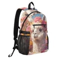 thumbnail image 2 of JIALIOU 14" Laptop Backpack Waterproof Airline Approved Stylish Casual Daypack for Travel Business College Work, Alpaca and Flower, 2 of 8