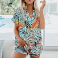 thumbnail image 5 of Button Down Shirt Women Cotton Short Sleeve Blouses V Neck Collared Button Up Summer Beach Tops, 5 of 8