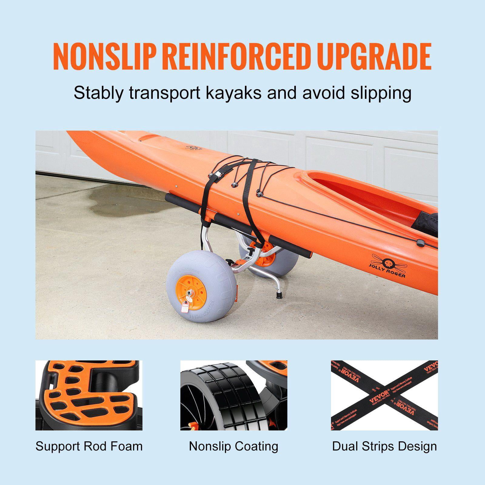 Heavy Duty Foldable Kayak Cart 12 Inch Tires Adjustable Width 6.69 to 17.32 Inches 350 Lb Capacity for Kayaks Canoes Paddleboards Float Mats Jon Boats