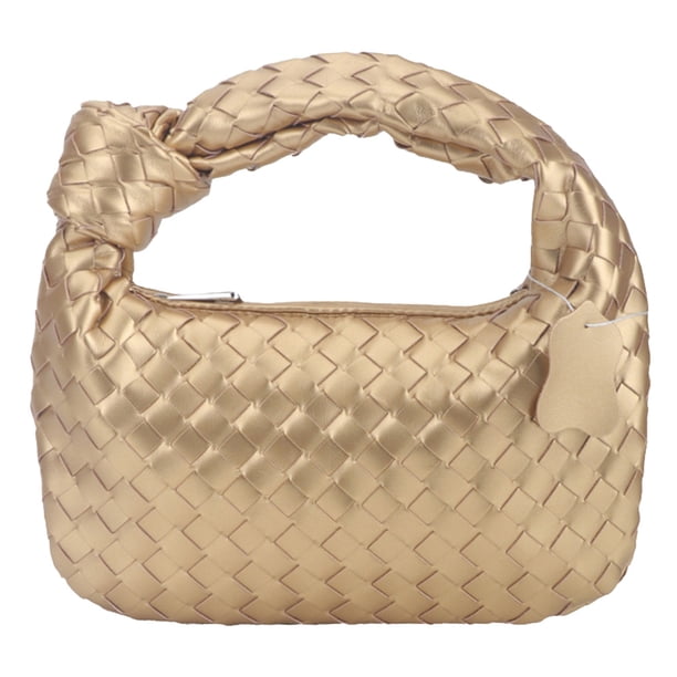 Bolso Tejido Bolso Anudado Cuerno Bolso Axila Bolso Mano (oro)