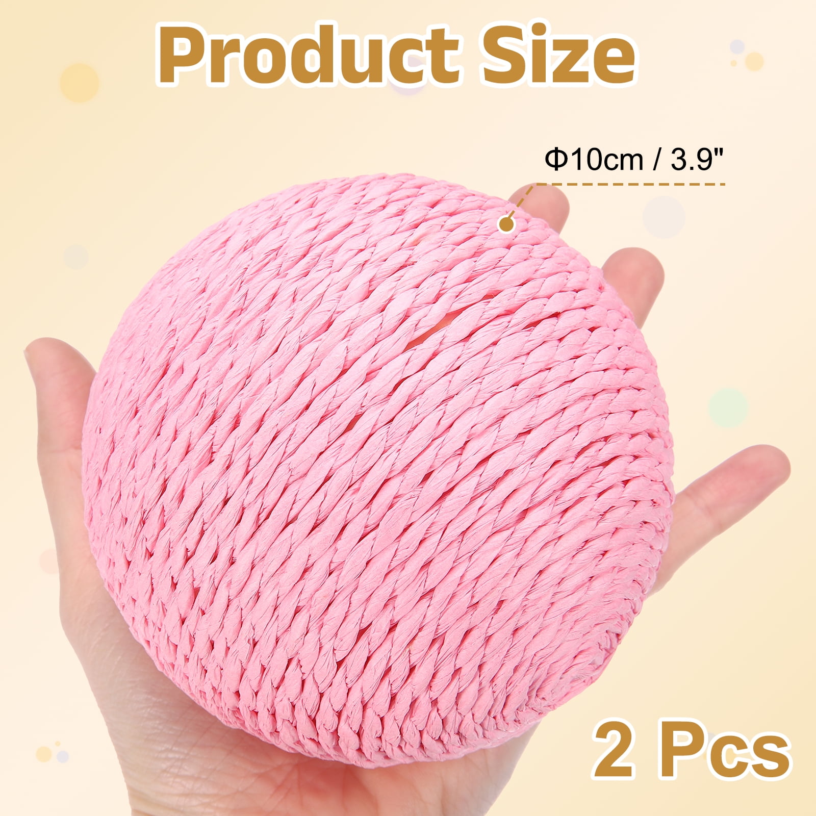 Uxcell Cat Toy Ball, Interactive Natural Cat Scratching Balls Sisal Cat Ball Toy ( Sisal, 2Pcs, 3.9Inch, Pink ) for Kittens Pet Enrichment Training Play Indoor Exercise Fun