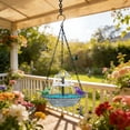 thumbnail image 4 of Coollooc Solar Powered Hanging Feeder Birdbath, 9x18 Inch Double Layer Hanging Bird Bath with Solar Fountain, Large Humming Birds Baths Fountains, with Solars Pump & Glass Bowl(4-Gray), 4 of 8