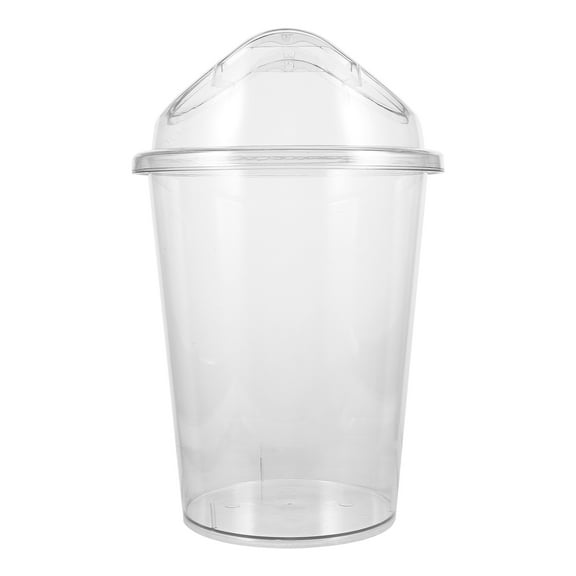 OUNONA Transparent Plastic Trash Can with Lid for Home and Office Use